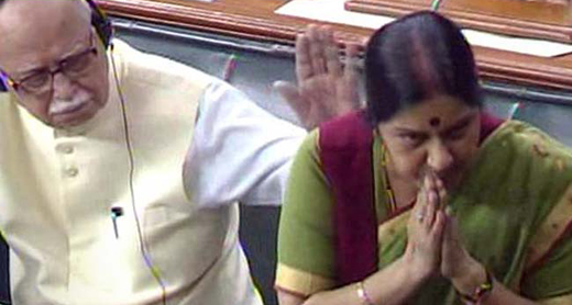 Advani pats sushma